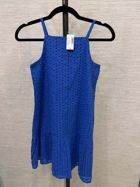 New with tags *Girls Sleeveless Royal Blue Eyelet Woven Tiered Dress